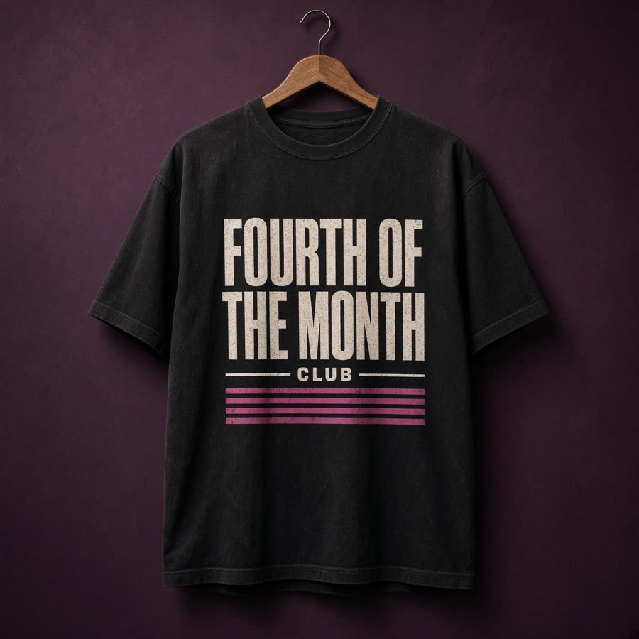 Black tee printed Fourth of the Month Club